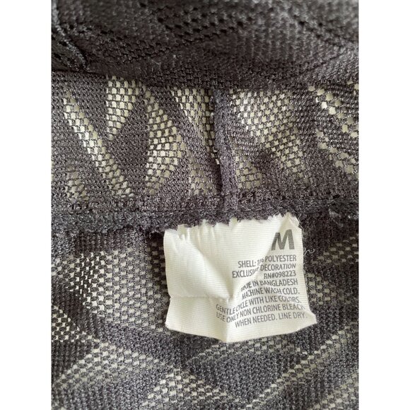 Sheer Hooded Lightweight Knit Tunic Pockets & Geometric Pattern  M Whimsigoth - Picture 7 of 11